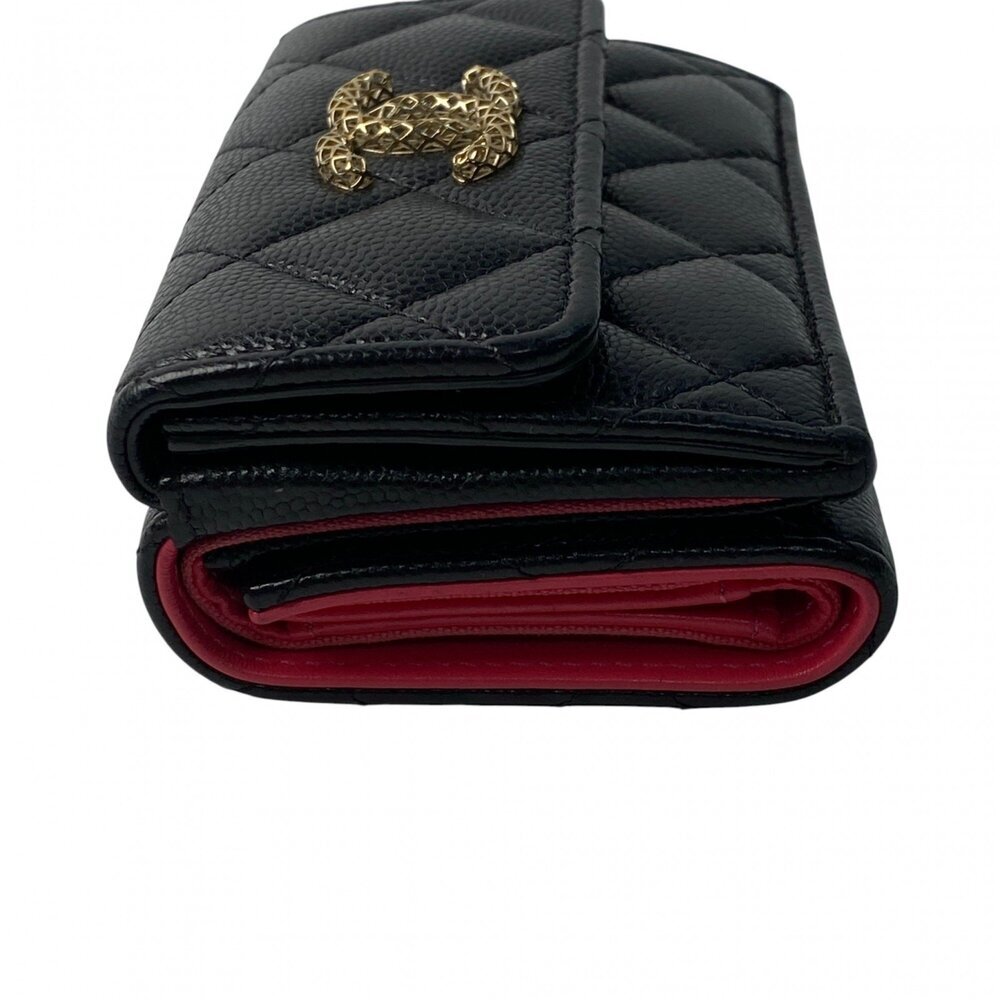 CHANEL Authentic Black Caviar Leather Logo Wallet - Picture 3 of 16